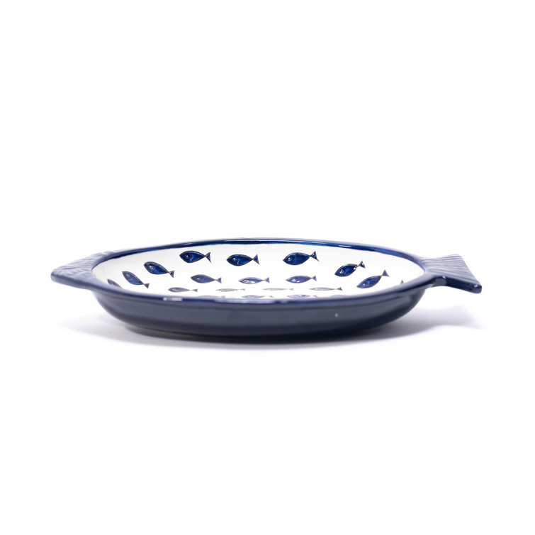 Highland Dunes Moorefield Fish Shaped Serving Dish 41Cm Blue Fish